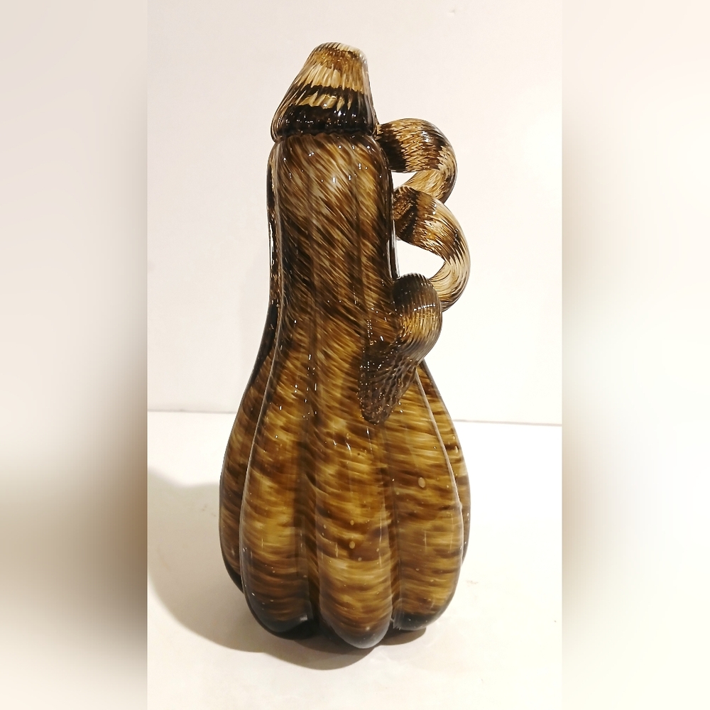 Elegant Brown Glass Decorative Pumpkin
